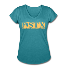 Load image into Gallery viewer, Women's Tri-Blend V-Neck T-Shirt - heather turquoise