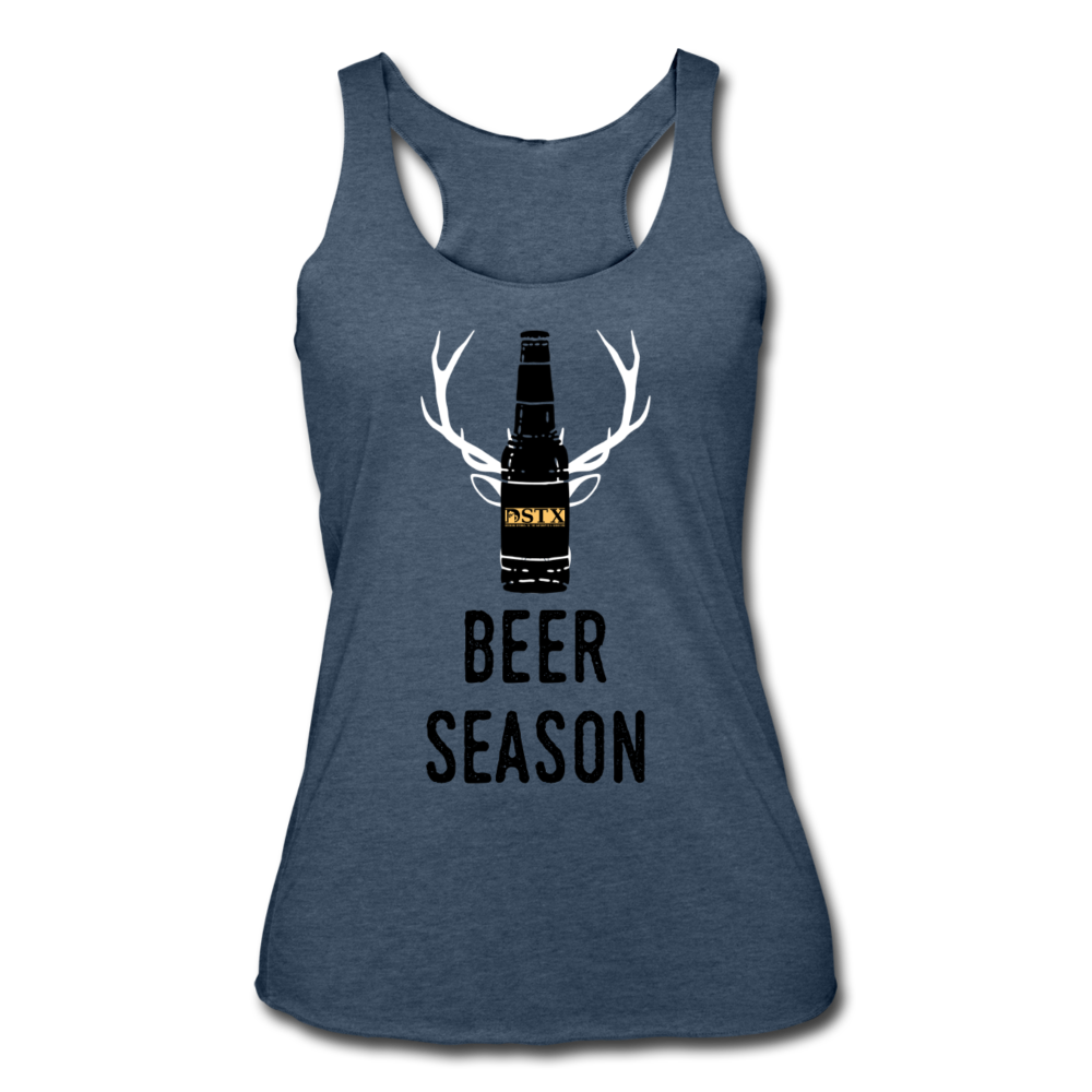 Beer Season- Women’s Tri-Blend Racerback Tank - heather navy
