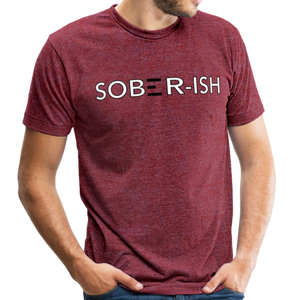 Sober-ish Unisex Tri-Blend T-Shirt - heather cranberry